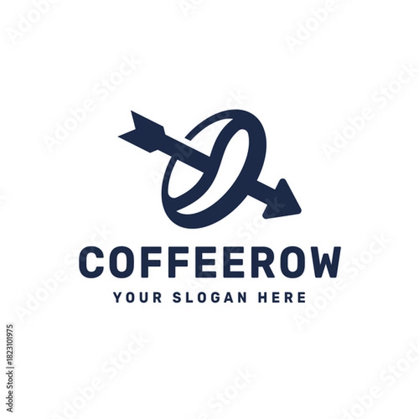 Obraz Coffee Bean with Arrow Logo Vector Design