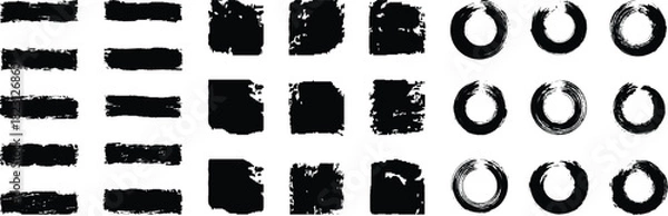 Obraz Set of rectangular, square and round grunge brush template