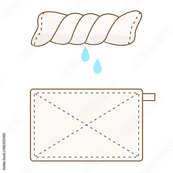 Obraz 絞った雑巾と広げた雑巾のイラストセット