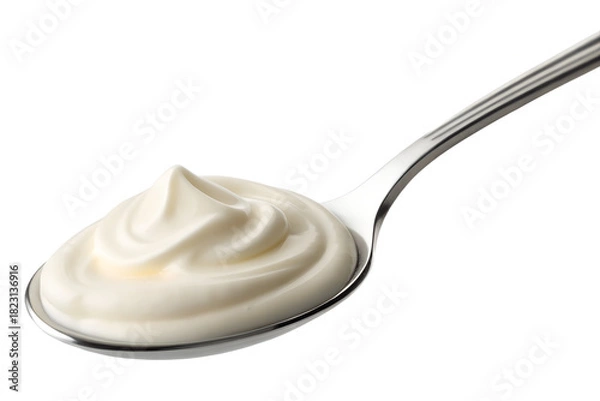 Fototapeta Creamy Yogurt on a Spoon Isolated on Transparent Background