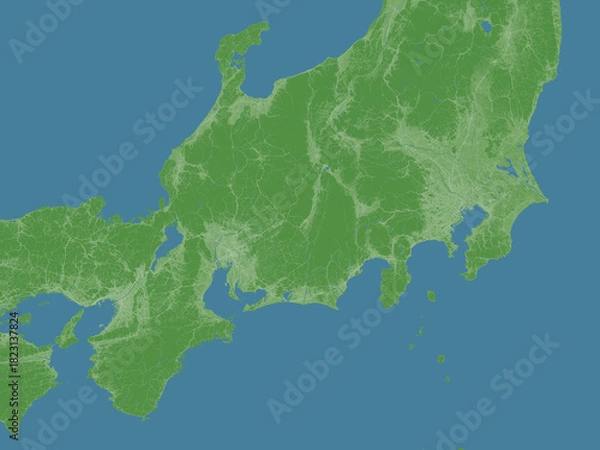 Fototapeta 日本の三大都市を中心とした、衛星写真風イラスト