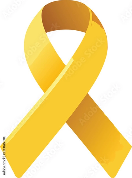 Fototapeta Yellow awareness ribbon with purple and yellow light streaks on black symbol support