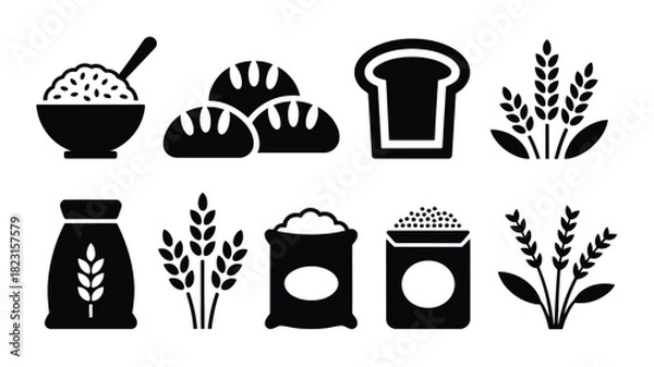 Obraz Grain and bread icons for the food industry