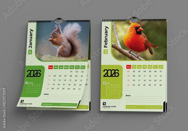 Obraz Clean Calendar Template Layout 2026