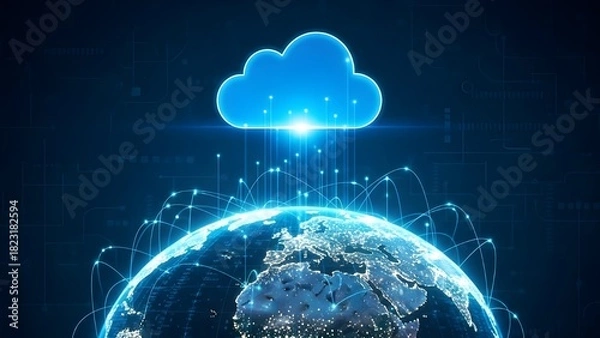 Obraz Global Cloud Computing Network Connection | Digital Data Storage Technology