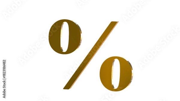 Obraz 3D Golden Percent Symbol – Shiny Metallic 