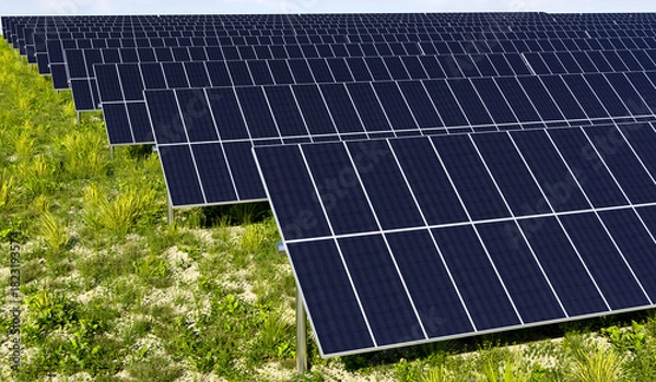 Obraz Photovoltaic panel array in desert areas