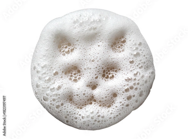 Obraz Top-down foam with cat face silhouette