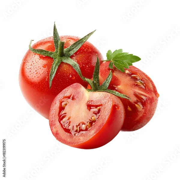 Obraz Transparent PNG available sliced tomato vegan food isolated on with white background(4)