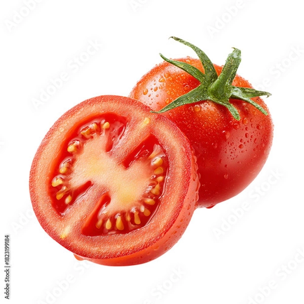 Obraz Transparent PNG available sliced tomato vegan food isolated on with white background(6)