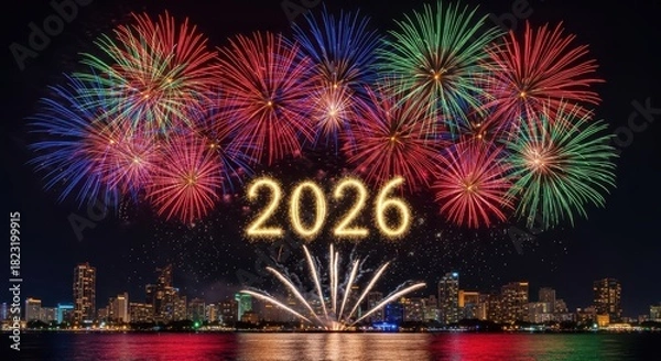 Obraz Fireworks Celebration with 2026 Golden Text