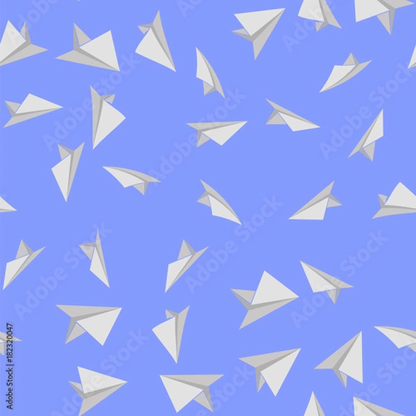 Fototapeta Paper Plane Seamless Pattern