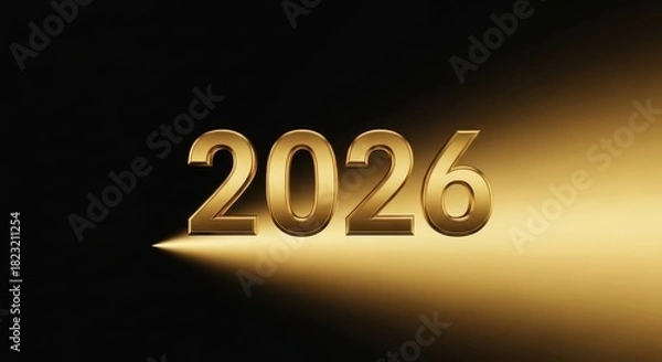 Obraz Gold Metallic 2026 on Black Gradient