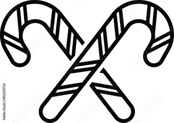 Fototapeta Two candy canes crossed over each other isolated on white background