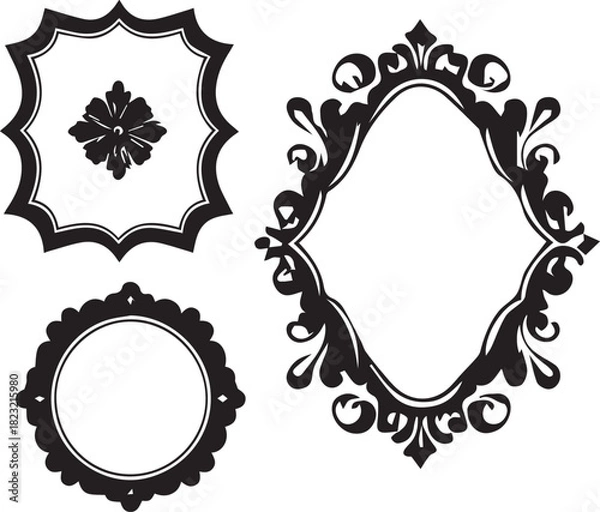 Obraz Doodle picture frame, hand drawn line vintage frame vector shape on white background