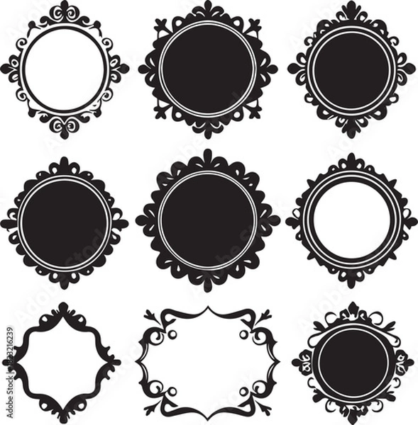 Obraz Doodle picture frame, hand drawn line vintage frame vector shape on white background