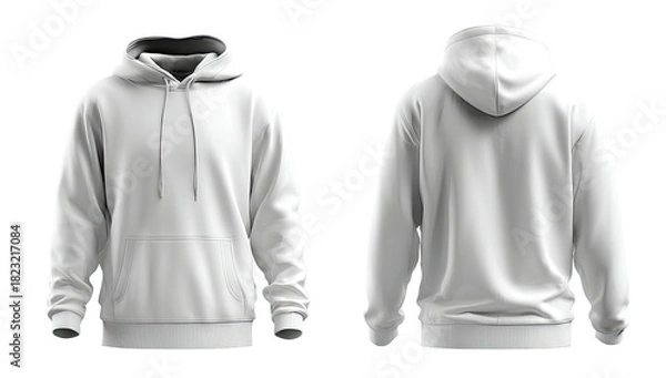 Obraz Front and back view of a blank, white hoodie