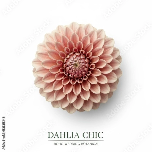 Fototapeta A vibrant pink and red dahlia flower, resembling a chrysanthemum or daisy, is isolated on white, showcasing the beautiful summer bloom's petals and flora
