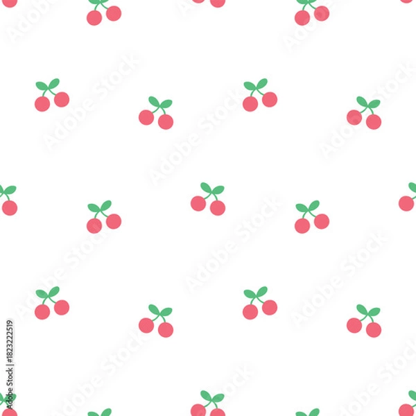 Fototapeta cherry seamless pattern design for background, wallpaper, fabric, textile design, card, wrapping paper, notebook, carpet, diary cover, blanket, blanket for kids, tile design, decorative, and etc.