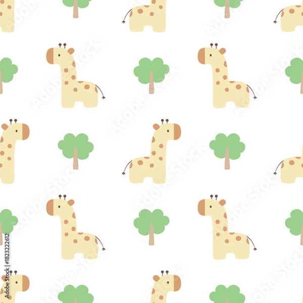 Fototapeta giraffe  seamless pattern design for background, wallpaper, fabric, textile design, card, wrapping paper, notebook, carpet, diary cover, blanket, blanket for kids, tile design, decorative, and etc.