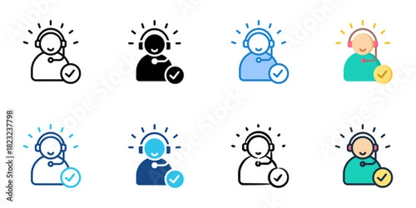 Obraz Customer service icon set multiple style collection vector illustration 

