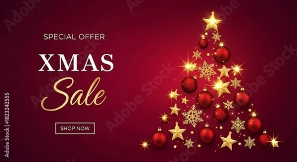 Fototapeta Discover Sparkling Savings Xmas Sale on Festive Decorations Ornaments and Unique Gifts Shop Now to Make Your Holiday