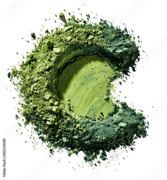 Obraz Green powder mound with a hollow center on a dark backdrop