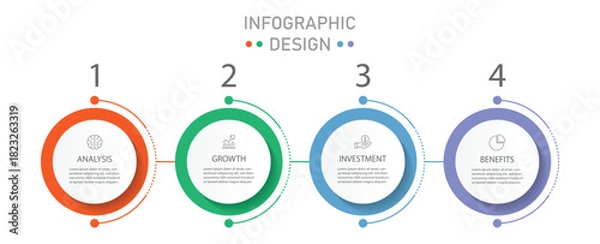 Fototapeta Vector Infographic design with icons and 4 options or steps. Can be used for presentations banner, workflow layout, process diagram, flow chart, info graph. Vector illustration.