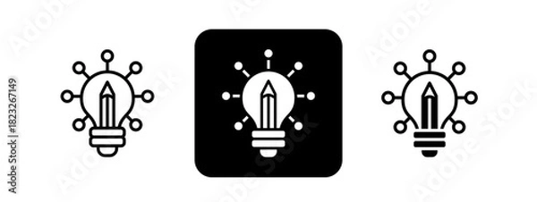 Fototapeta Creativity  Solid color and black line drawing vector illustration set