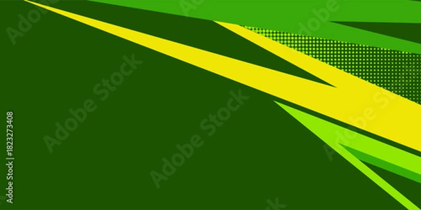 Fototapeta sport background green and yellow color with sharp geometric shapes with halftone texture