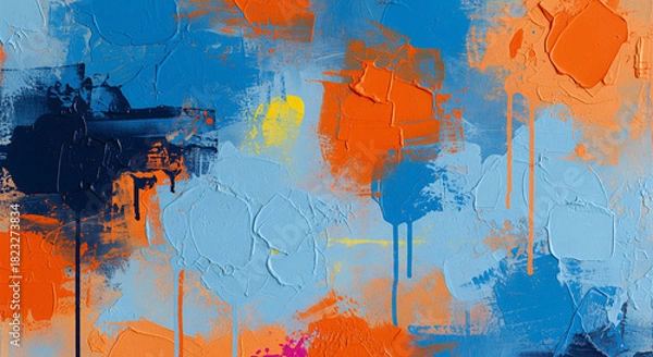 Fototapeta Vibrant bold brushstrokes, modern abstract paint texture for creative design