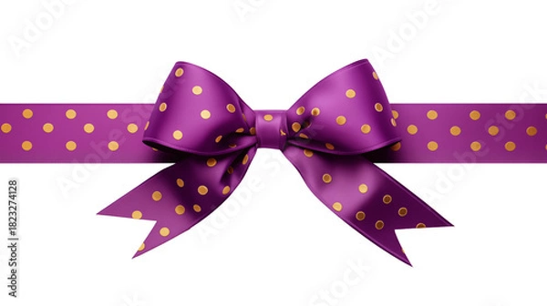 Fototapeta Purple bow ribbon isolated on transparent background for holiday themes, greeting cards and celebration decoration