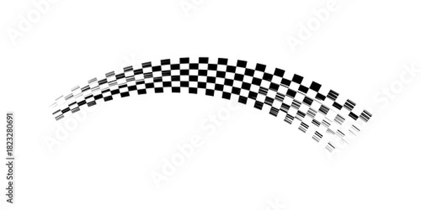 Fototapeta Rectangle frame with checkered print on borders. Rectangular vignette with checkerboard, race flag or chess game pattern isolated on white background. Vector graphic illistration.
