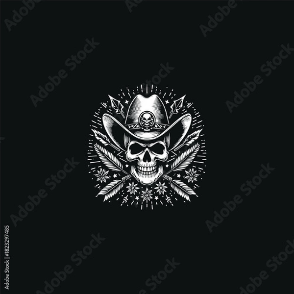 Obraz Skull hat logo vector icon illustration