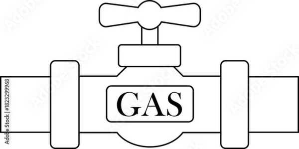 Fototapeta Gas pipeline valve line icon. Industrial gas flow control symbol, ideal for safety alerts, plumbing diagram, utility maps, technical, professional and engineering isolated on transparent background.