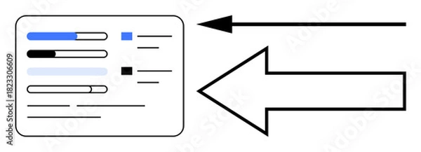 Obraz Workflow management. Workflow with a progress interface and directional arrow. Workflow streamlining processes, tracking progress, and organized data analysis. For project tracking, business