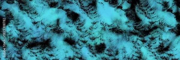 Fototapeta Cyan-turquoise grunge marble with black veins, seamless abstract stone, ideal for tech branding, gaming interfaces, futuristic design