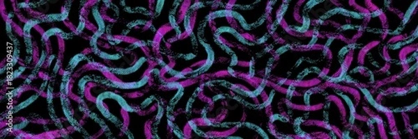 Fototapeta Magenta and pink neon coral growth seamless pattern, psychedelic organic texture