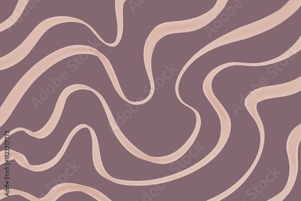 Fototapeta Soft mauve and cream abstract wavy line seamless pattern, calming organic flow texture in pastel tones, perfect for wellness branding, stationery, and feminine packaging