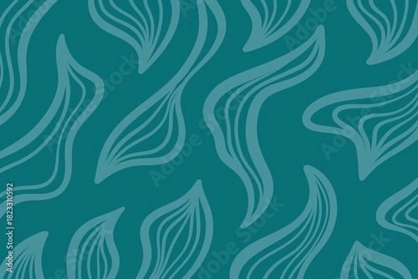 Fototapeta Soft turquoise with lime accents wavy lines seamless pattern, fresh contemporary design for beauty packaging and spa branding