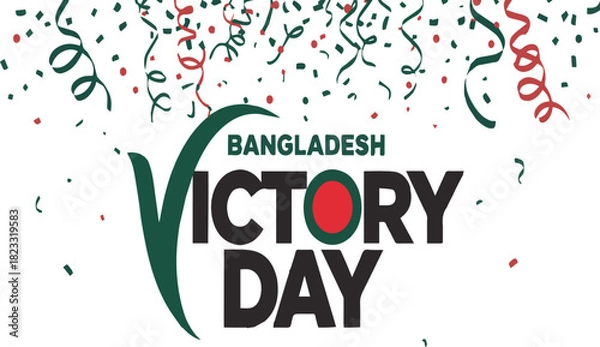 Obraz Bangladesh Victory Day celebration with confetti and streamers vector