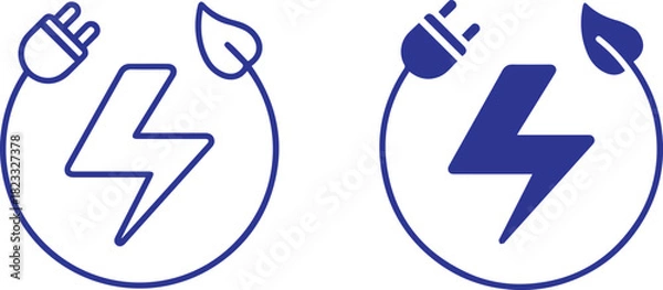 Fototapeta Electrical power icon symbol sign, vector illustration Lightning bolt icon set. Electric power vector plug and lightning bolt pictogram. Phone charge technology concept.