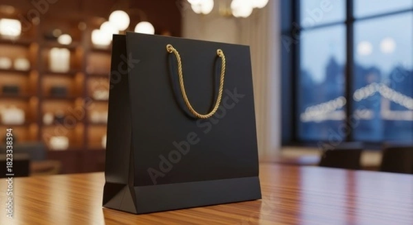 Obraz Elegant Black Shopping Bag in a Luxury Store
