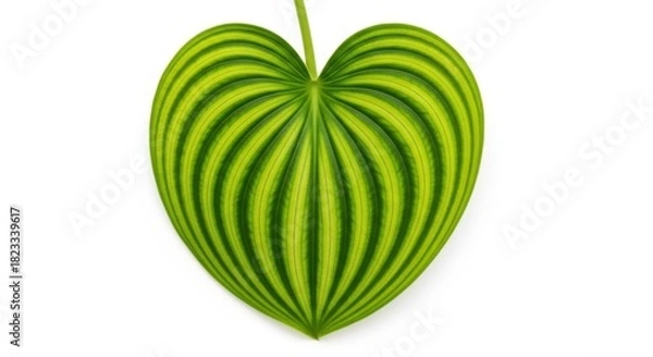 Obraz Captivating Striped Green Heart Leaf on White