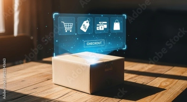 Obraz Futuristic Online Shopping with Augmented Reality Display