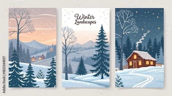 Fototapeta  classic holiday design with a distinct color scheme. From left to right, the cards are colored red, green, and gold, respectively