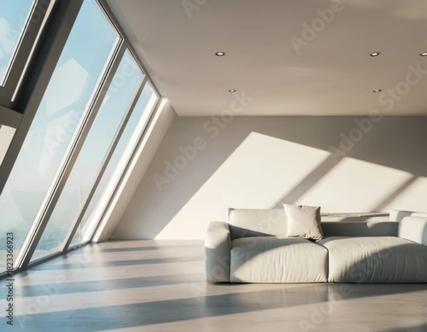Fototapeta Minimalist Living Room With Large Window