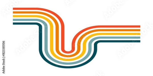 Obraz retro, vibrant, 70s, 80s, abstract, colorful, curved lines, wavy patterns, minimalist, geometric, digital art, vector, conceptual