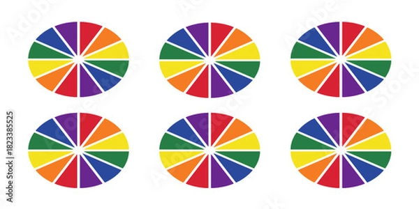 Obraz colorful wheel, color wheel, multicolored wheel, vibrant pie chart, abstract circular design, geometric pattern, concentric circles, rainbow radial design