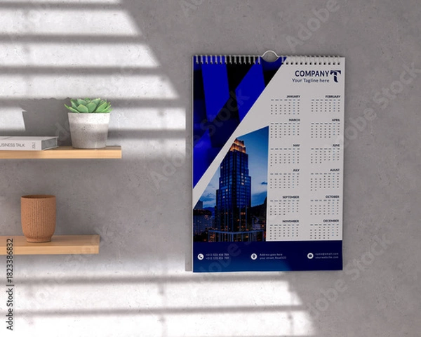 Obraz Simple editable vertical vector calendar